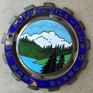 Badge automobile auto car club France French Automobile Club Mont-Blanc enamel Original, enamel, diameter:3.25 " (80 mm), 2 mounting holes