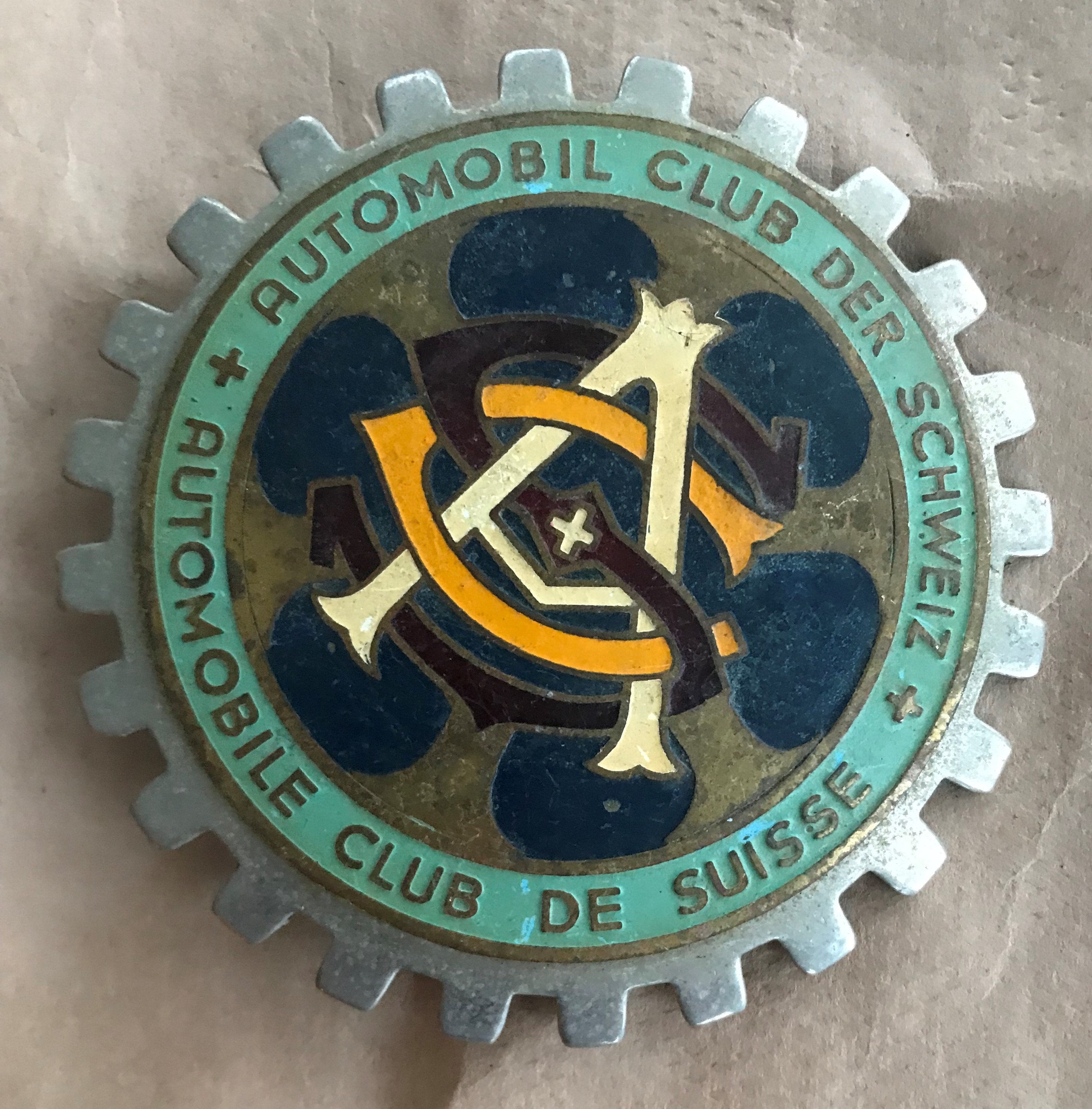 Badge automobile auto car club Switzerland AIT Alliance Internationale de  Tourisme Automobile Club Der Schweiz, enamel, diameter: 3.25