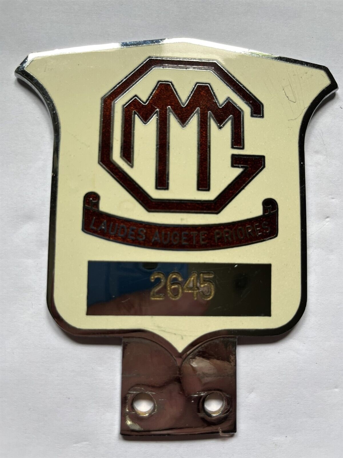 Badge MG Auto Car MG Car Club Laudes Augete Priores Member Badge 