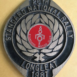 Badge Standard automobile auto car Standard Motor Club Rally Longleat 1987 Standard Motor Club National Rally Longleat 1987 28th Rally