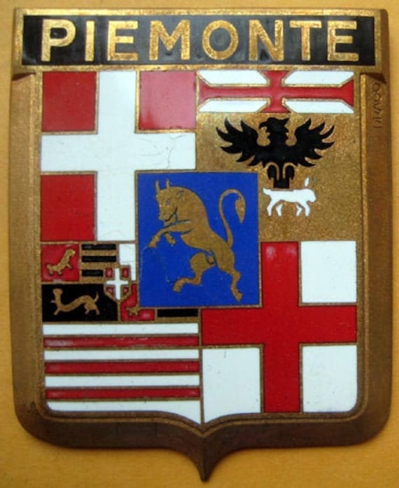 Badge Piemonte Italia Italy Italian auto car NOS 1950s original made of  enamel by Drago for automobile radiator grille