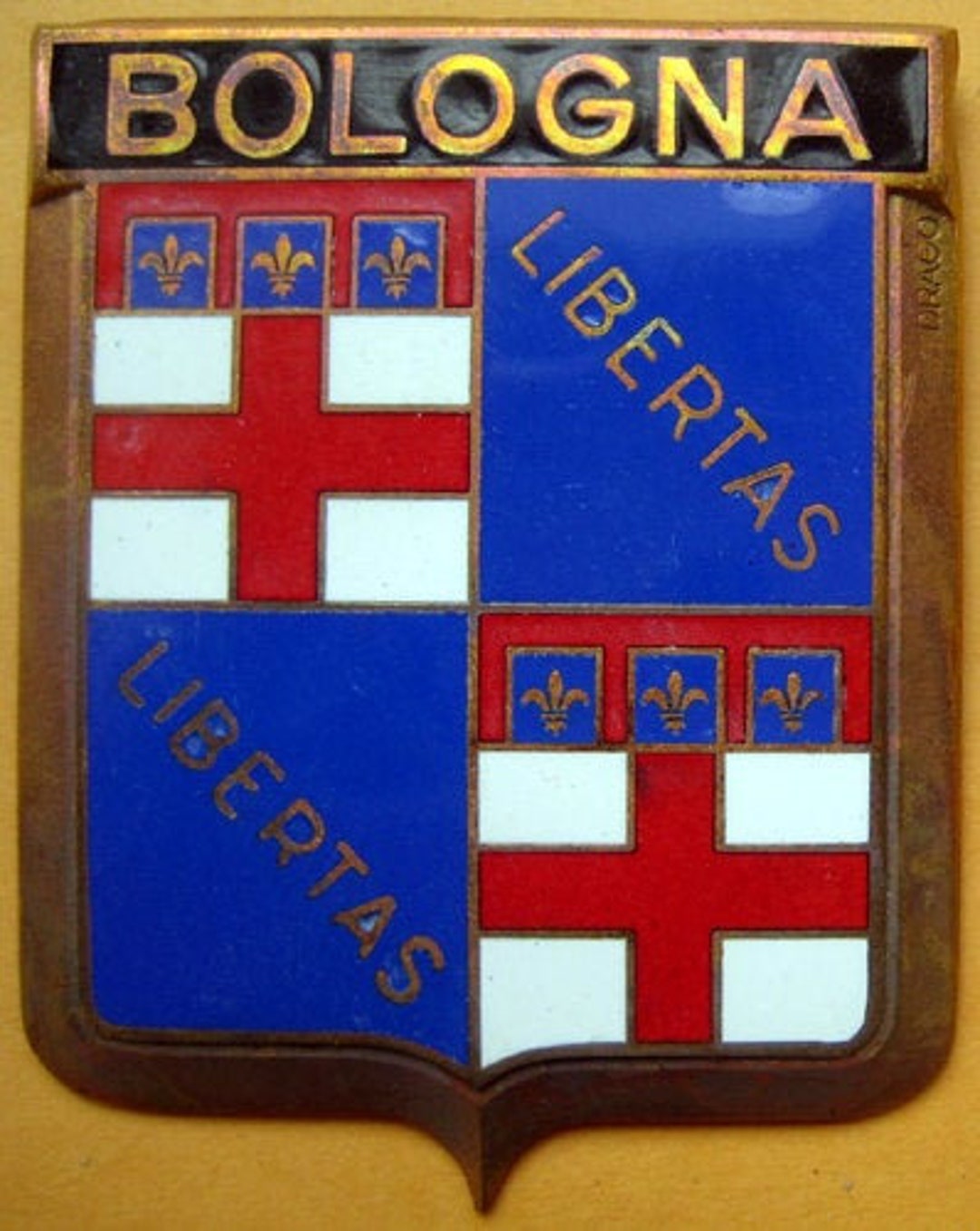 Badge Bologna Italy Italia Italian Auto Car NOS 1950s Original