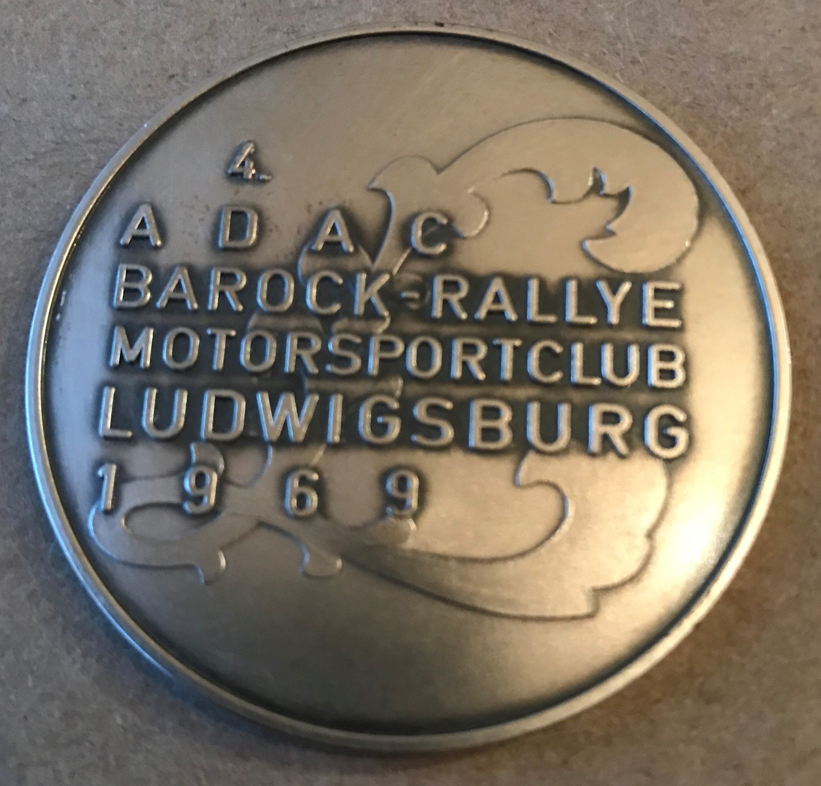 Badge Auto Car German Rally 139 1969 4. ADAC Barock Rallye Ludwigsburg  Double Sided, Other Side Features the Ludwigsburg Palace, Germany -  UK