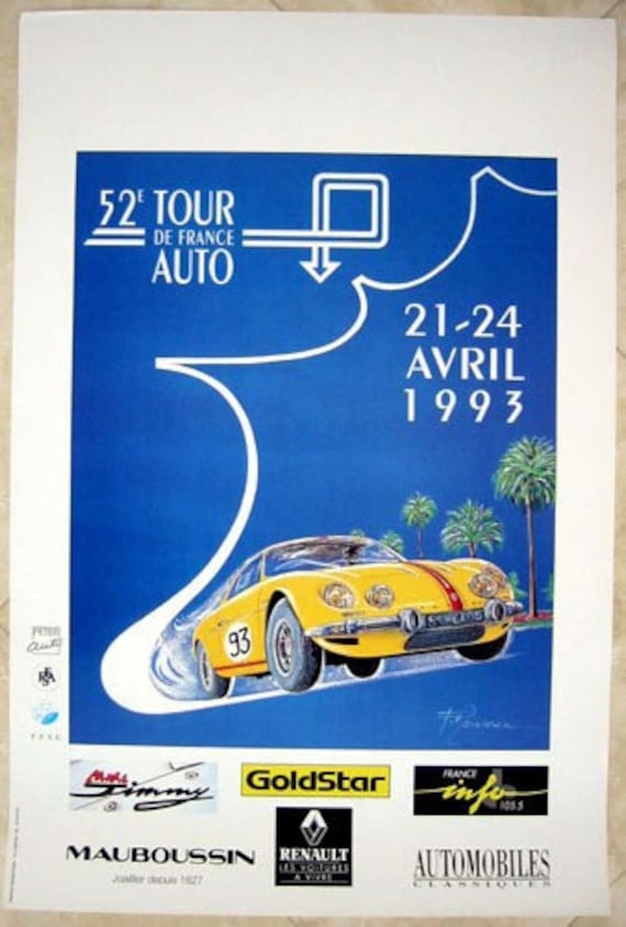 Affiche Renault 1993 Tour de France Auto Alpine - Etsy France