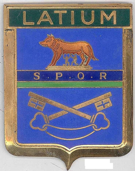 Badge Latium Roma Roman Italia Italy Italian auto car NOS 1950s original  made of enamel by Drago for automobile radiator grille
