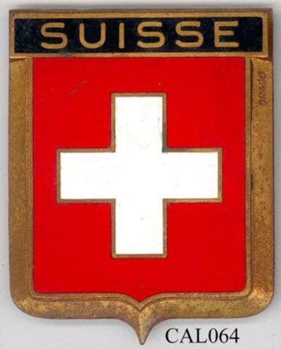 Badge Switzerland Swiss Suisse Auto Car NOS 1950s Original Made of