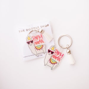 Party Animal Llama Keychain
