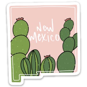 Blush Pink Cactus New Mexico Sticker