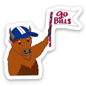 Baby Buffalo with Flag Sticker - Set of 5 Stickers