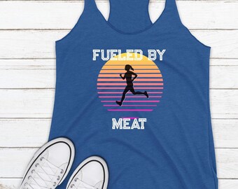 Fueled By Meat Shirt Running T-Shirt Carnivore Shirt Bacon Shirt Meat Lovers Gift Carnivore T-shirt Keto Shirt Tank Top Low Carb