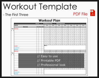 Workout Template | Printable PDF| Workout Log | Workout Planner | Exercise Plan - INSTANT Download