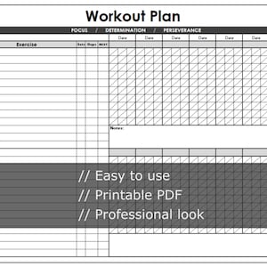 Workout Template | Printable PDF| Workout Log | Workout Planner ...