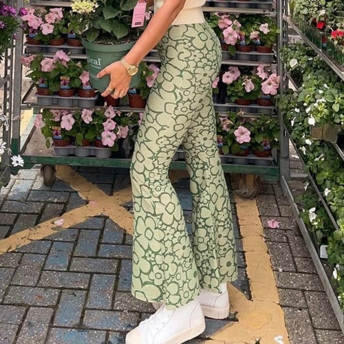 Vintage Floral Print Y2K Straight Pants Women Retro High Waist - Etsy