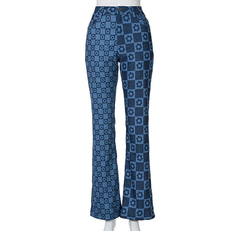 checkerboard stripe pants