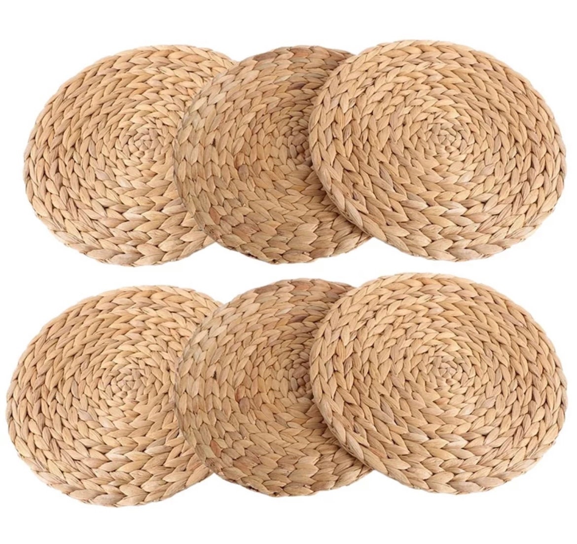6pack Round Woven Placemats for Dining Table 7.8 Inch Straw Etsy