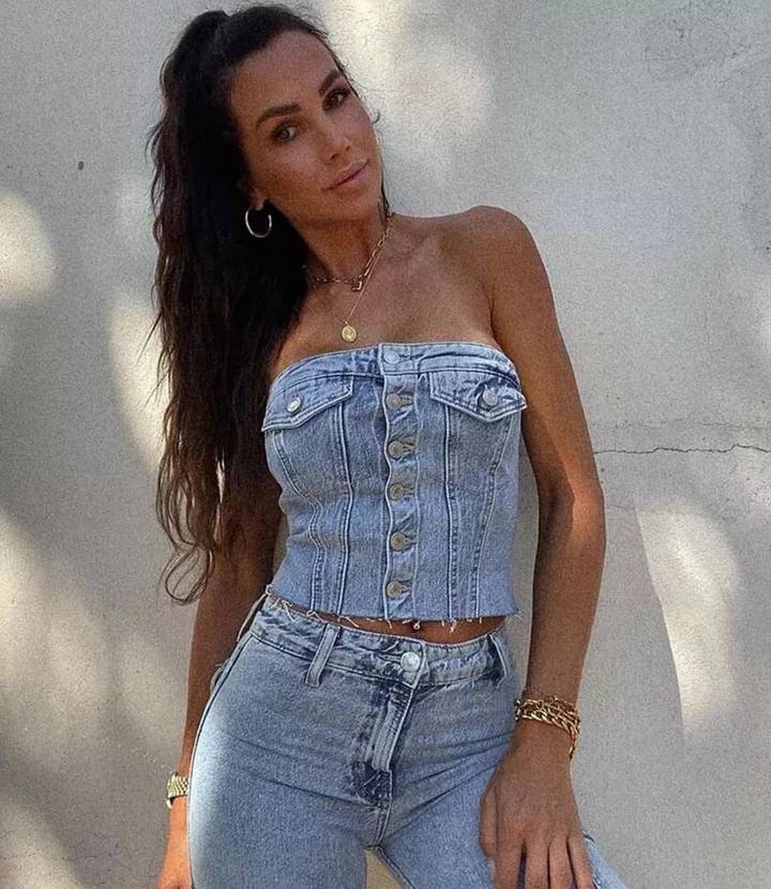 Blue Crop Top Female Denim Corset Top Women Y2K off Shoulder - Etsy