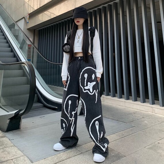 Black Smiley Face Cool Vintage Women 