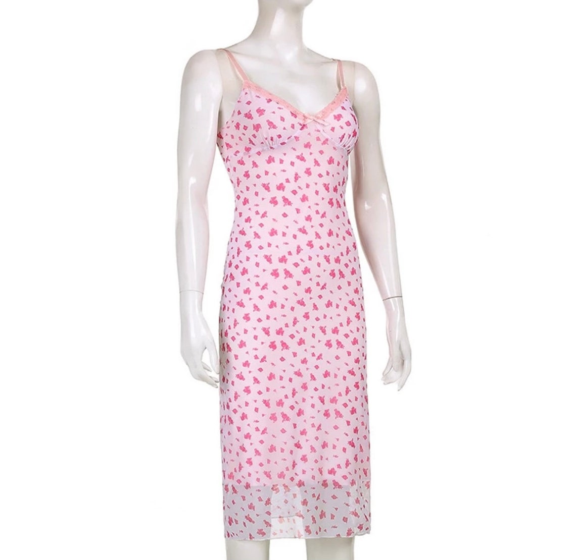 Sexy Light Baby Pink Dress Women Mesh Bohemia Slim Maxi Y2K Etsy UK