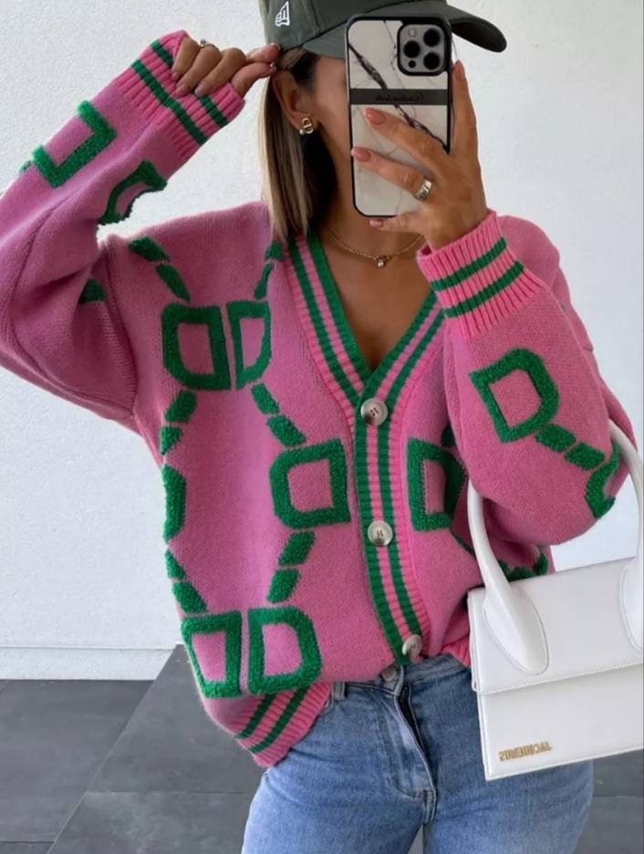 Pink Green Sweater - Etsy