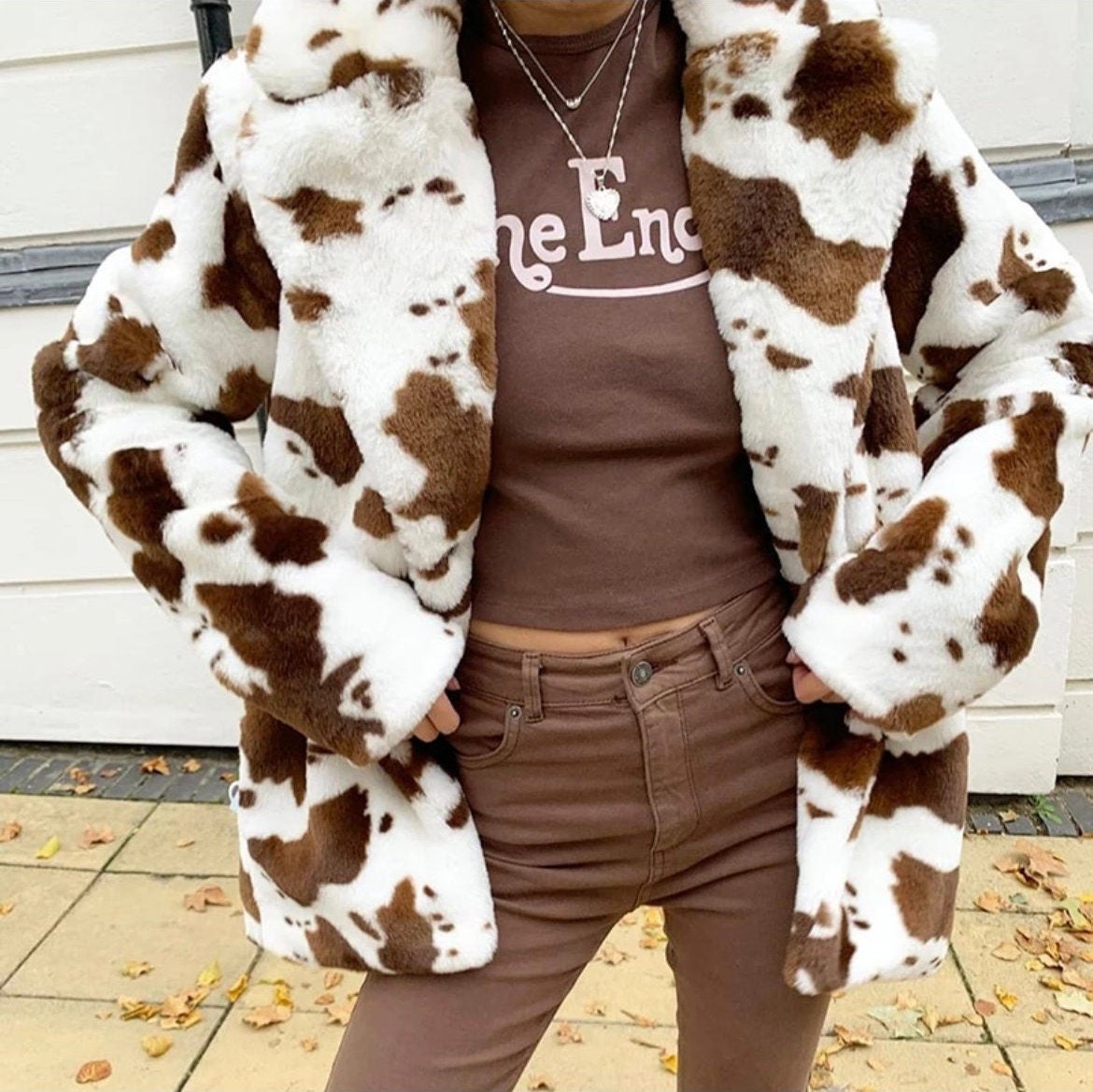 Cow Print Casual Loose Faux Fur Coat Woman Jacket 2020 Winter Etsy UK