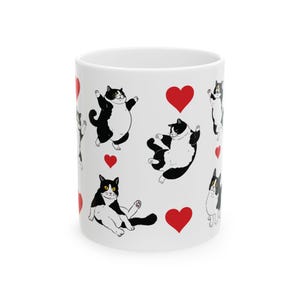 Funny Tuxedo Cat Coffee Mug, Cat Lover Gift, 15 oz Ceramic
