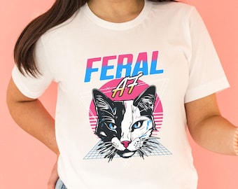 Funny Cat Shirt, Feral AF Graphic Tee, Cat Lover Gift