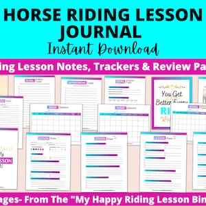 Horse Riding Lesson Journal Pages | 15 Page Downloadable PDF | Part Of My Happy Riding Lesson Binder