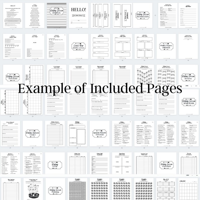 Minimalist Horse Riding Lesson Journal 82 Page PDF Equestrian Printable ...