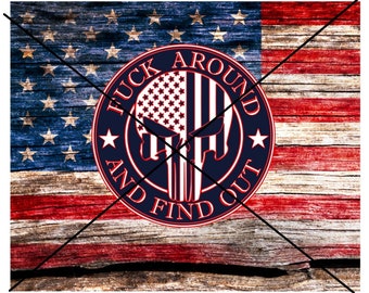 Ficken rund um Fafo Punisher Holzmaserung Amerikanische Flagge JPG SVG