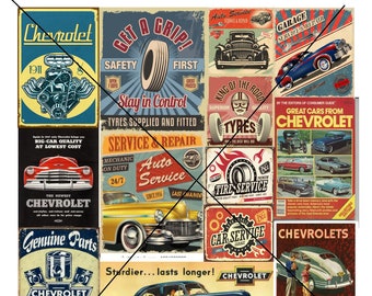 Old School Chevy Vintage-Garagen-Poster farbige SVG