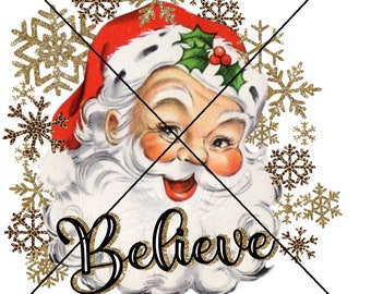 Vintage Santa Believe 2er Set SVG JPG PNG