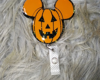 Mickey mouse Pumpkin badge reel