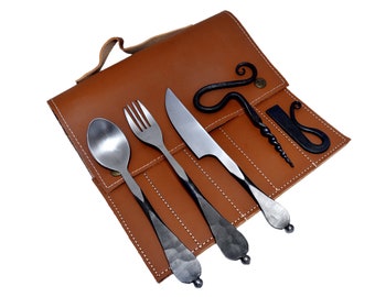 Medieval Five Piece Cutlery Set Hand Forged - LARPING Cutlery Set