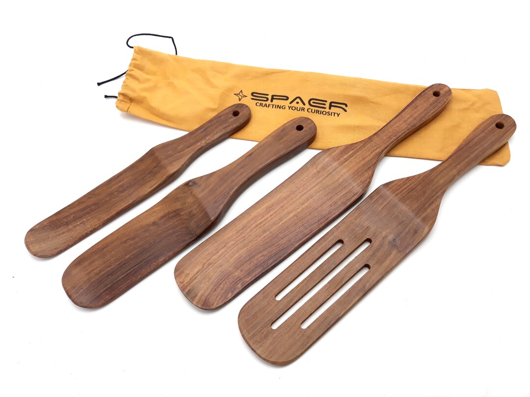 Wooden Spurtle Set, 4 Piece Rose Wood ,wooden Spatula for Cooking ...