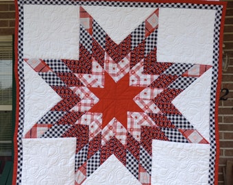 Hearts Lone Star Quilt Wall Hanging