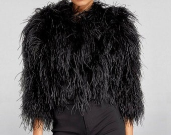 Black Ostrich Feather Jacket