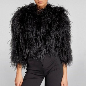 Black Ostrich Feather Jacket image 1