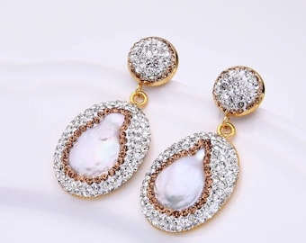 Pearl and Crystal Earrings Bridal