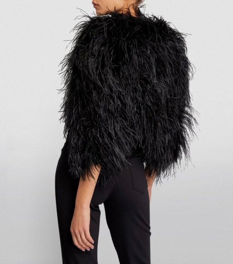 Black Ostrich Feather Jacket image 2