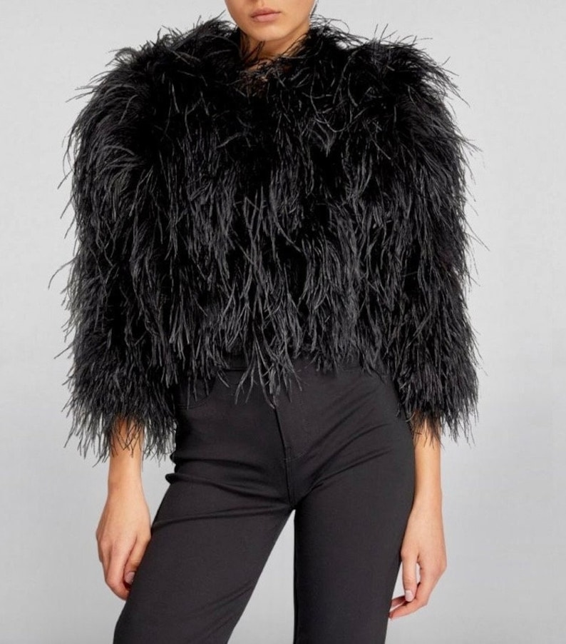 Black Ostrich Feather Jacket image 1