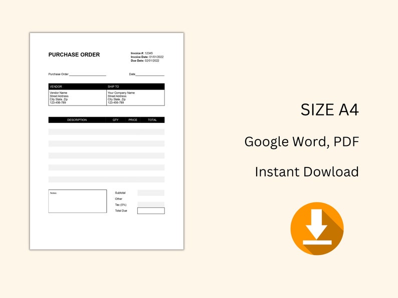 Plantilla de orden de compra PDF Google Docs Microsoft Word ...