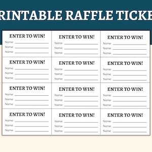 Printable Raffle Ticket. Enter to Win Printable Ticket.