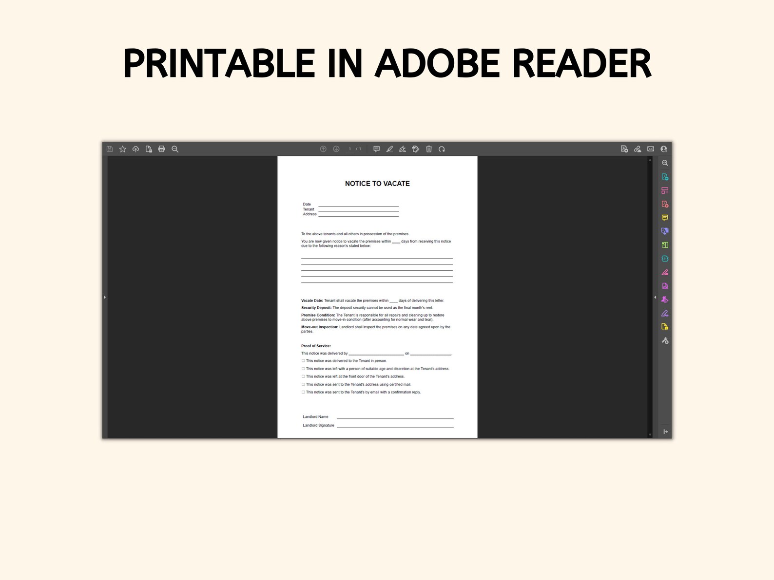 Notice to Vacate Template Google Doc PDF - Etsy
