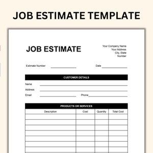 Printable Job Estimate Template Contractor Estimate PDF Word Google Doc