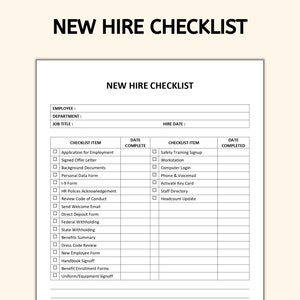 New Hire Checklist. New Employee Emboard Template