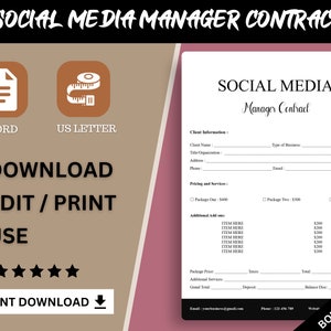 Professional Freelance Social Media Manager Contract Template,Social Media Management Contract Template, Social Media non disclosure