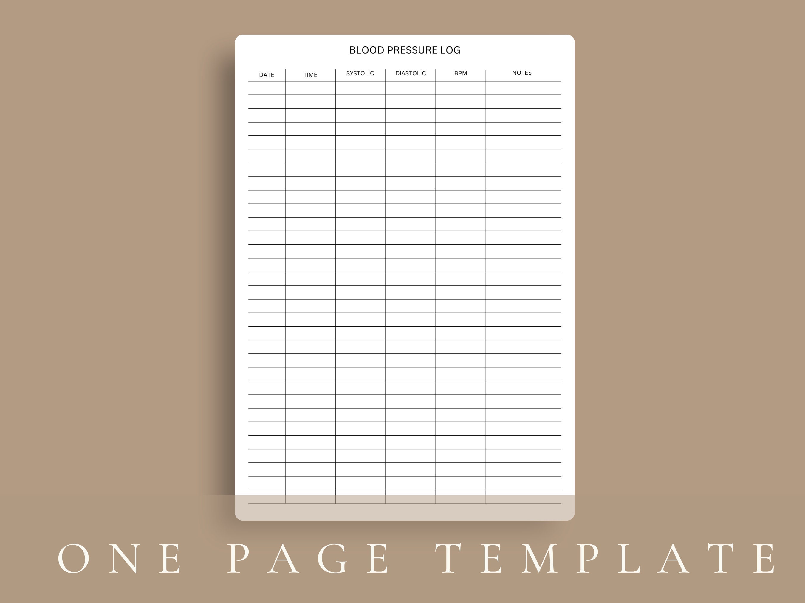 Blood Pressure Log Editable Printable | Blood Pressure Tracker. Medical ...