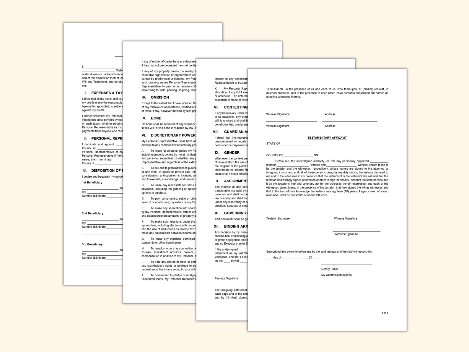 Last Will and Testament Template - Etsy