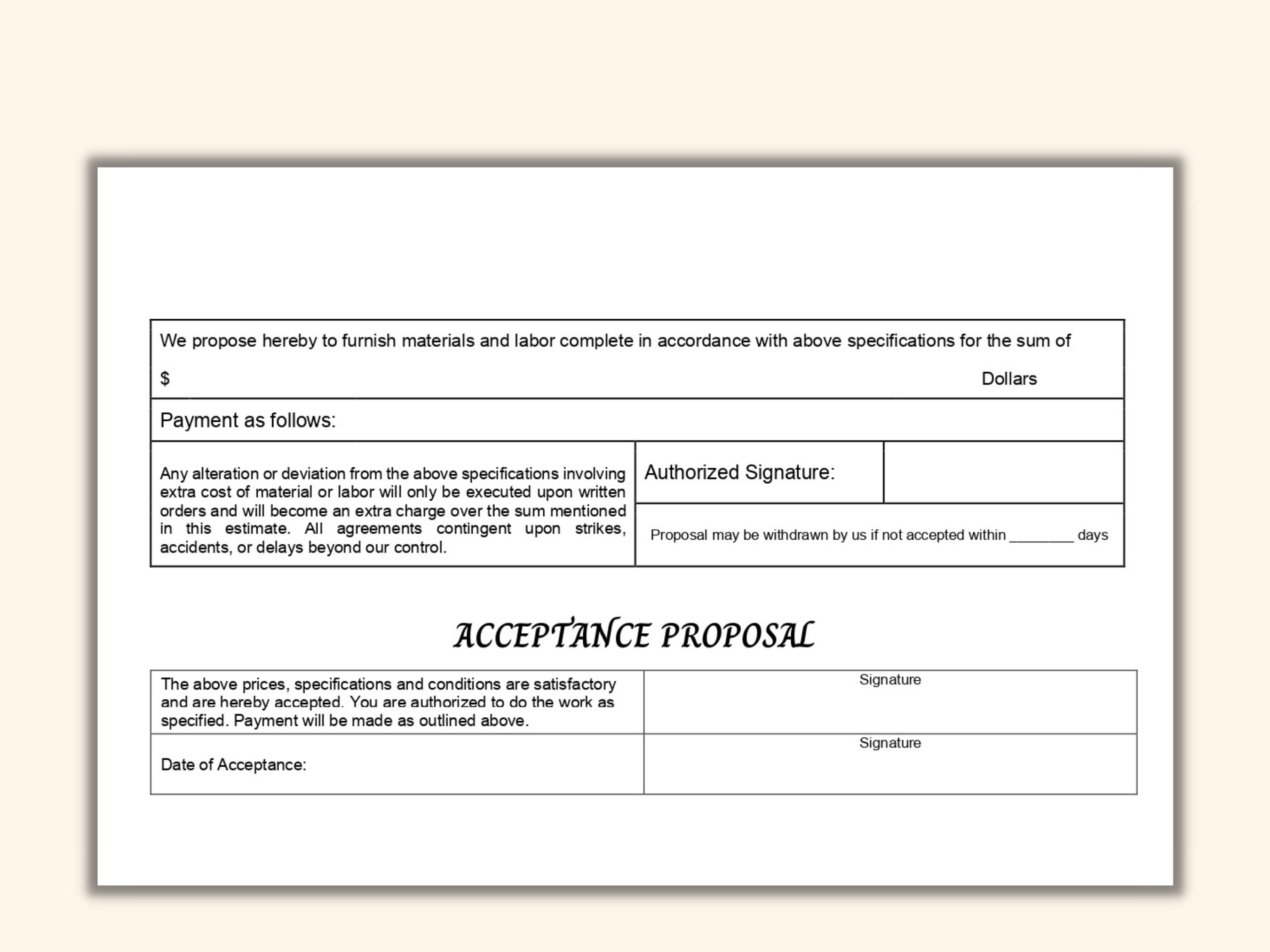 Proposal and Contract Template Word PDF Google Doc - Etsy
