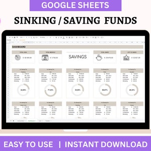 Sinking Funds Tracker Spreadsheet for Google Sheets, Savings Tracker Dashboard, Finance Planner, Sinking Funds Worksheet, Personal Finance
